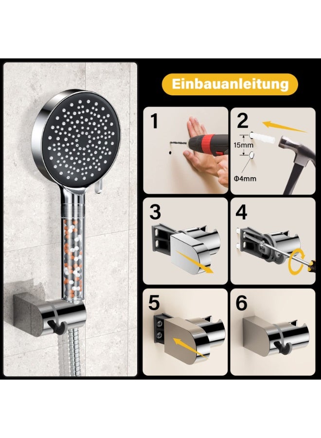 KISSUN Shower Head Holder - Shower Head Holder with Mounting Material, Shower Holder with Screws, Chrome, Compatible with Most Shower Head Shower Hose - Image 2
